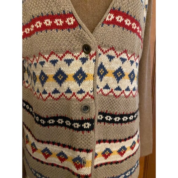 VTG Southwestern Knit Sweater Vest Womens Med Fringe Festival Indie Rock Western - Picture 3 of 13